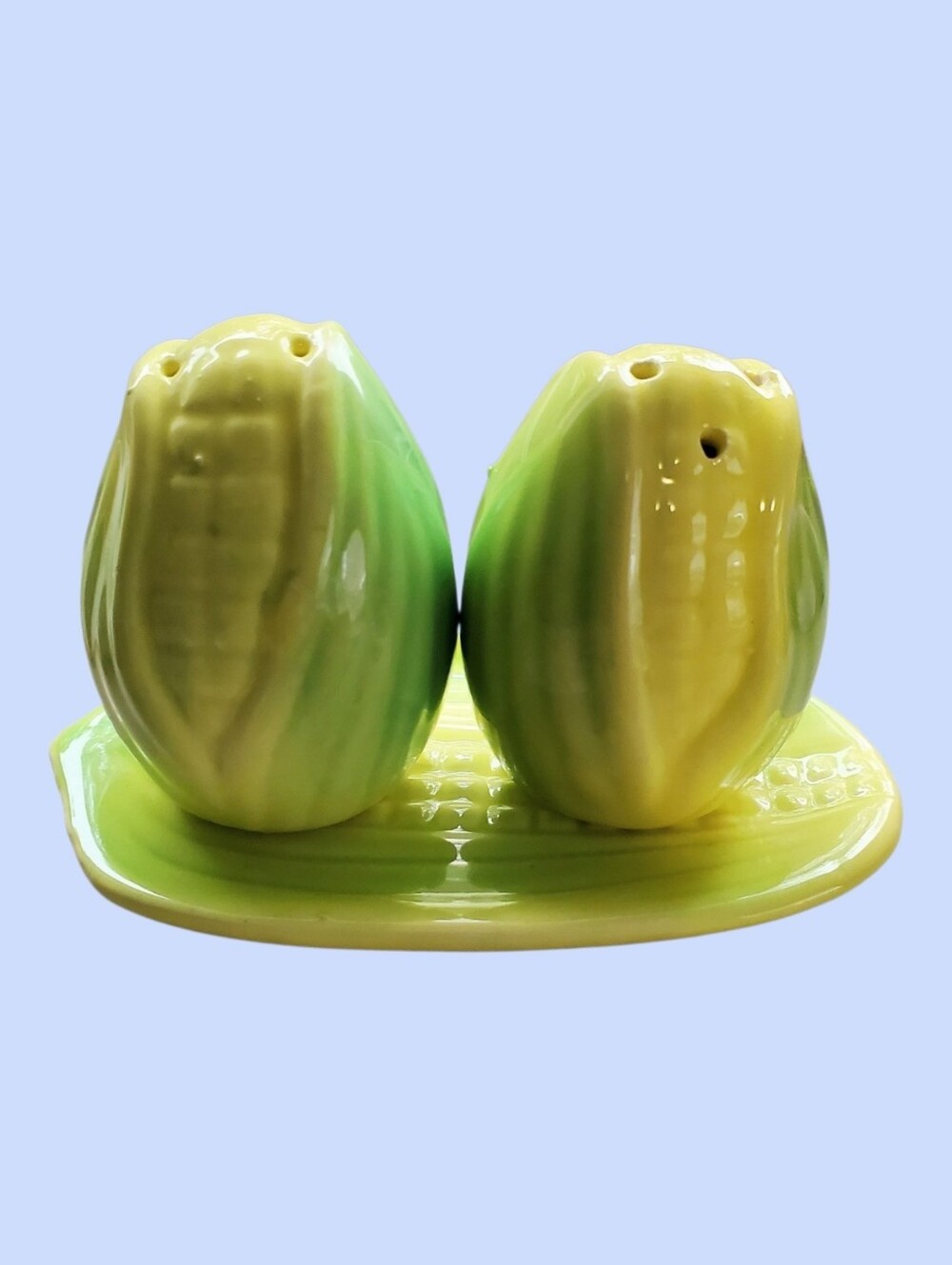 Vintage 1981 Woolco Ceramic Corn Salt & Pepper Shakers /Tray Made In Brazil